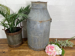 Vintage Large Rustic Galvanised Milk Churn Garden Planter Wedding Prop