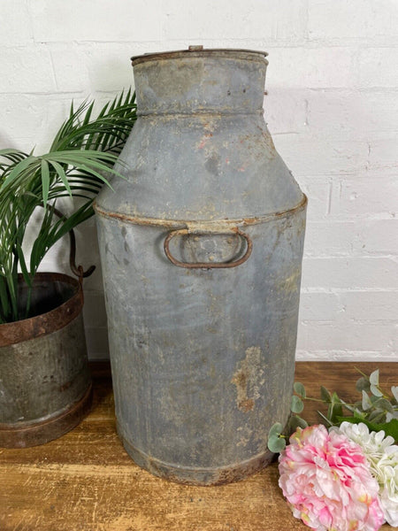 Vintage Large Rustic Galvanised Milk Churn Garden Planter Wedding Prop
