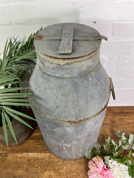 Vintage Large Rustic Galvanised Milk Churn Garden Planter Wedding Prop
