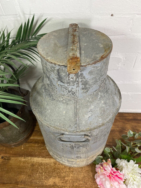 Vintage Large Rustic Galvanised Milk Churn Garden Planter Wedding Prop