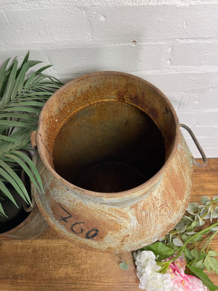 Vintage Large Rustic Galvanised Milk Churn Garden Planter Wedding Prop