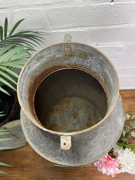 Vintage Large Rustic Galvanised Milk Churn Garden Planter Wedding Prop