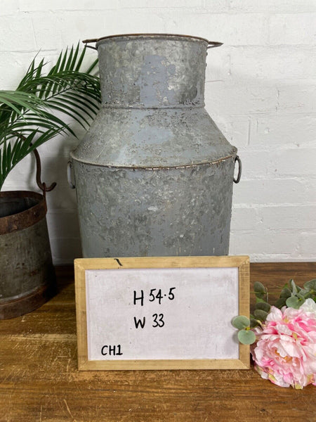 Vintage Large Rustic Galvanised Milk Churn Garden Planter Wedding Prop