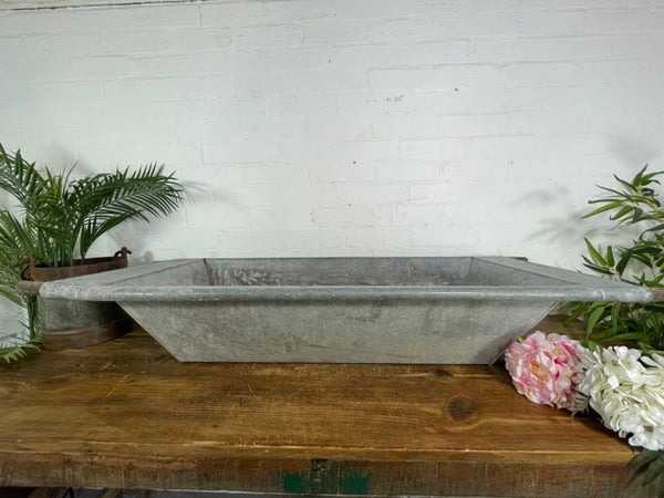 Vintage Large Galvanised Grape Hod Trough Garden Planter Pond Dog Bath Tub