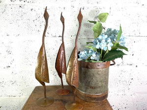 Rusty Reclaimed Recycled Metal Oil Drum Tin Swan Bird Tealight Candle Holder