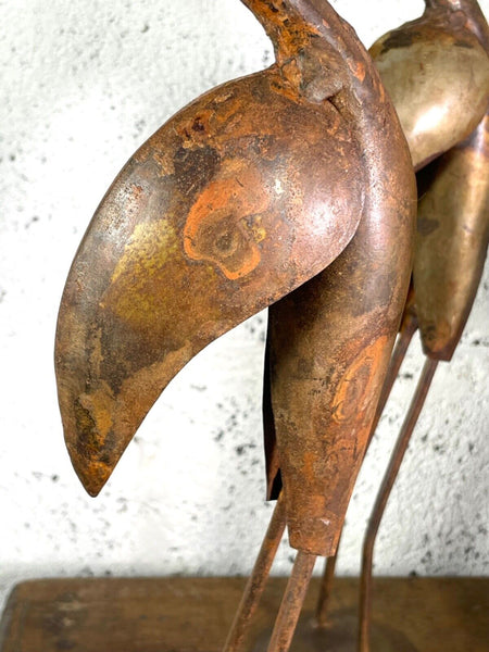 Rusty Reclaimed Recycled Metal Oil Drum Tin Swan Heron Bird Sculpture Garden