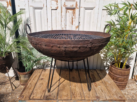Very Large Antique Original Indian Kadai Fire Pit BBQ Drinks Ice Cooler Planter