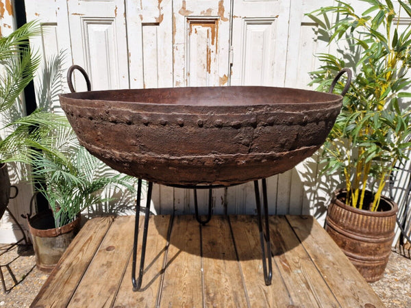 Very Large Antique Original Indian Kadai Fire Pit BBQ Drinks Ice Cooler Planter