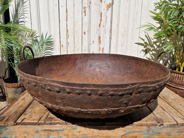 Very Large Antique Original Indian Kadai Fire Pit BBQ Drinks Ice Cooler Planter