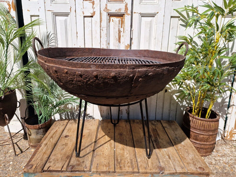 Very Large Antique Original Indian Kadai Fire Pit BBQ Drinks Ice Cooler Planter