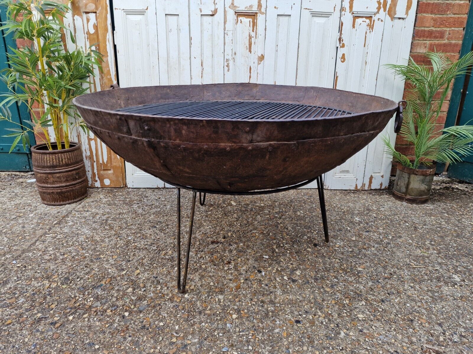 XL Giant Antique Original Indian Kadai Fire Pit BBQ Drinks Ice Cooler Planter