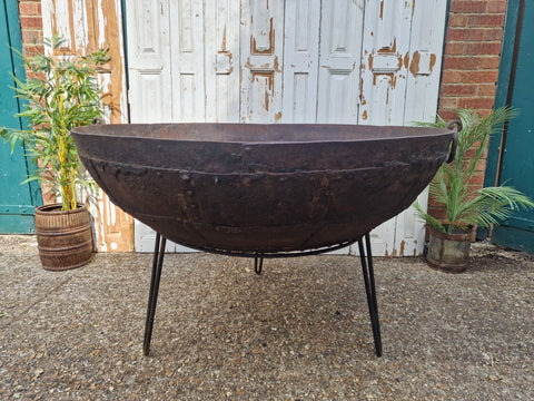 XL Giant Antique Original Indian Kadai Fire Pit BBQ Drinks Ice Cooler Planter