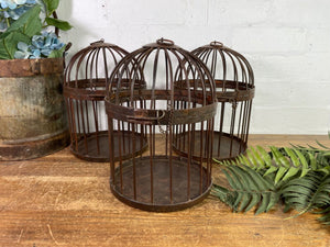 Vintage Rustic Reclaimed Metal Hanging Bird Cage Candle Holder