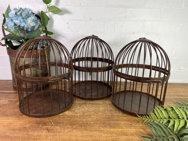 Vintage Rustic Reclaimed Metal Hanging Bird Cage Candle Holder