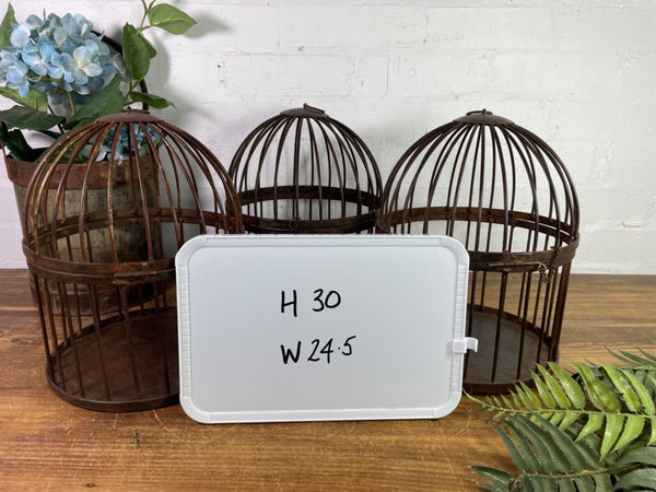 Vintage Rustic Reclaimed Metal Hanging Bird Cage Candle Holder