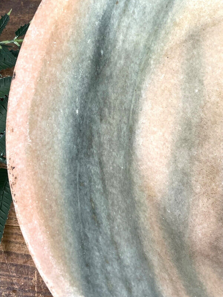 Vintage Reclaimed Indian Hand Carved Marble Stone Bowl Dish