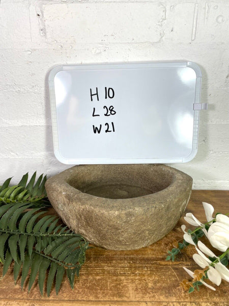 Vintage Rustic Hand Carved Solid Stone Mortar Bowl Dish