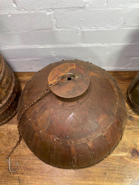 Rustic Reclaimed Riveted Iron Metal Ceiling Hanging Lamp Shade