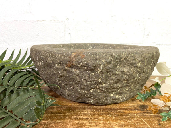 Vintage Rustic Hand Carved Solid Stone Mortar Bowl Dish