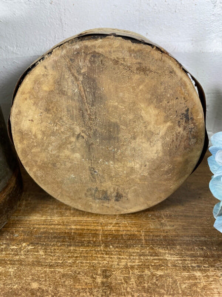 Vintage Rustic Indian Wabi Sabi Hand Carved Wooden Grain Measure Storage Pot