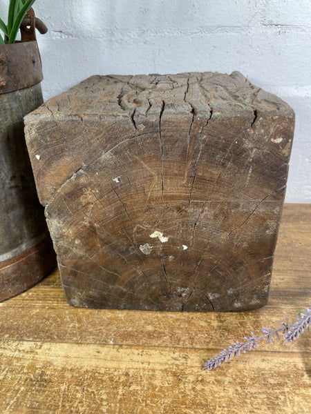 Vintage Reclaimed Hand Carved Indian Wooden Pillar Base Candle Holder Plinth