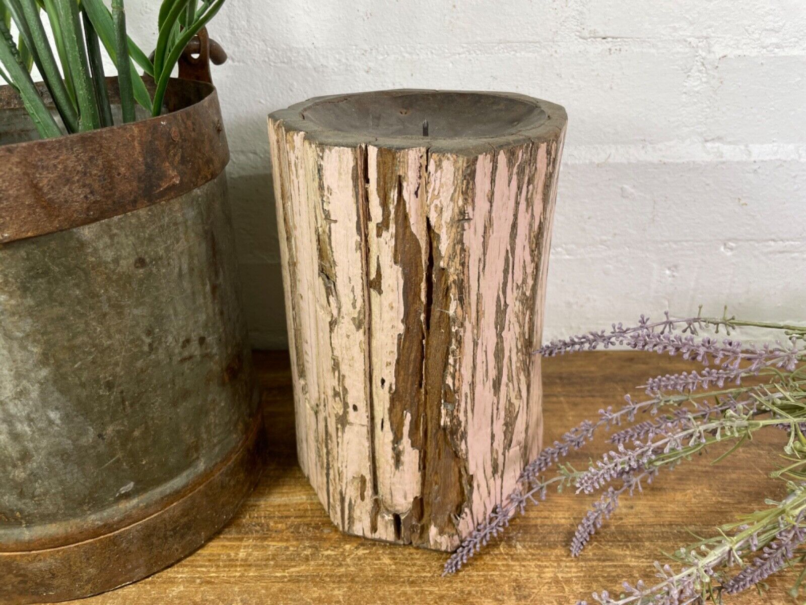 Vintage Reclaimed Hand Carved Indian Wooden Pillar Base Candle Holder Plinth