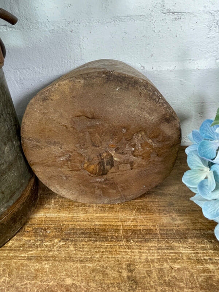 Vintage Rustic Indian Wabi Sabi Hand Carved Wooden Grain Measure Storage Pot