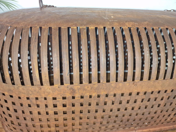 Xl Large Vintage Reclaimed Industrial Metal Lattice Cage Ceiling Light Shade