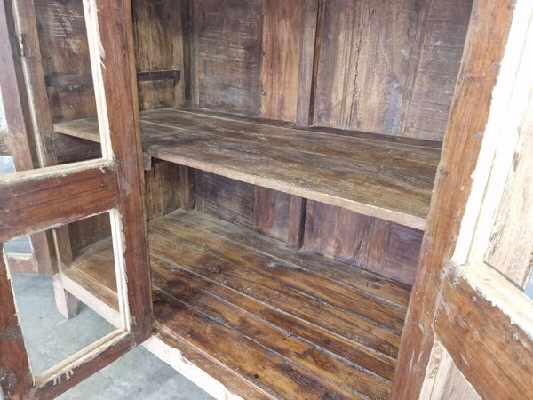 Vintage Indian Glazed Wooden Kitchen Bathroom Drinks Display Cabinet Sideboard