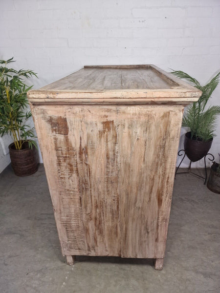 Vintage Indian Glazed Wooden Kitchen Bathroom Drinks Display Cabinet Sideboard