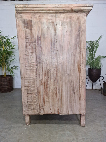 Vintage Indian Glazed Wooden Kitchen Bathroom Drinks Display Cabinet Sideboard