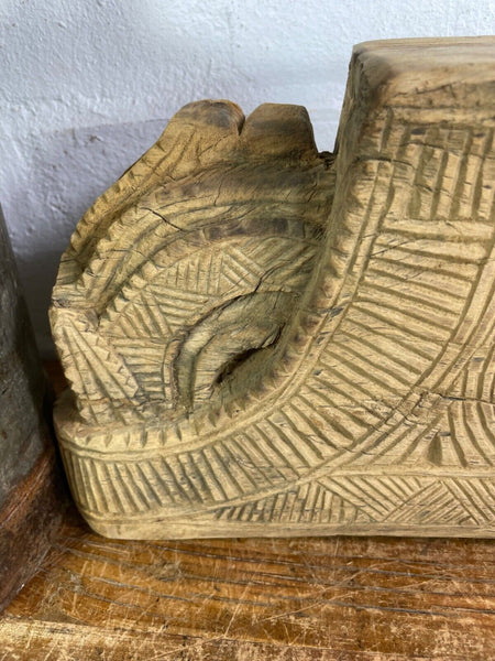 Vintage Rustic Large Hand Carved Indian Solid Wooden Candle Holder