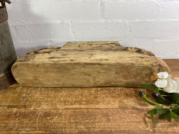Vintage Rustic Large Hand Carved Indian Solid Wooden Candle Holder
