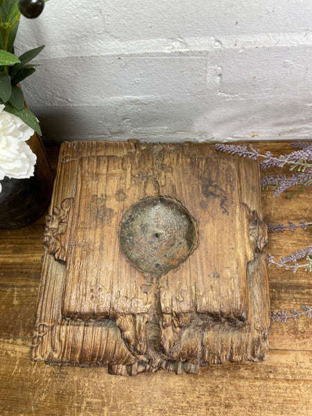 Vintage Reclaimed Hand Carved Indian Wooden Pillar Base Candle Holder Plinth