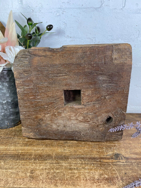 Vintage Reclaimed Hand Carved Indian Wooden Pillar Base Candle Holder Plinth