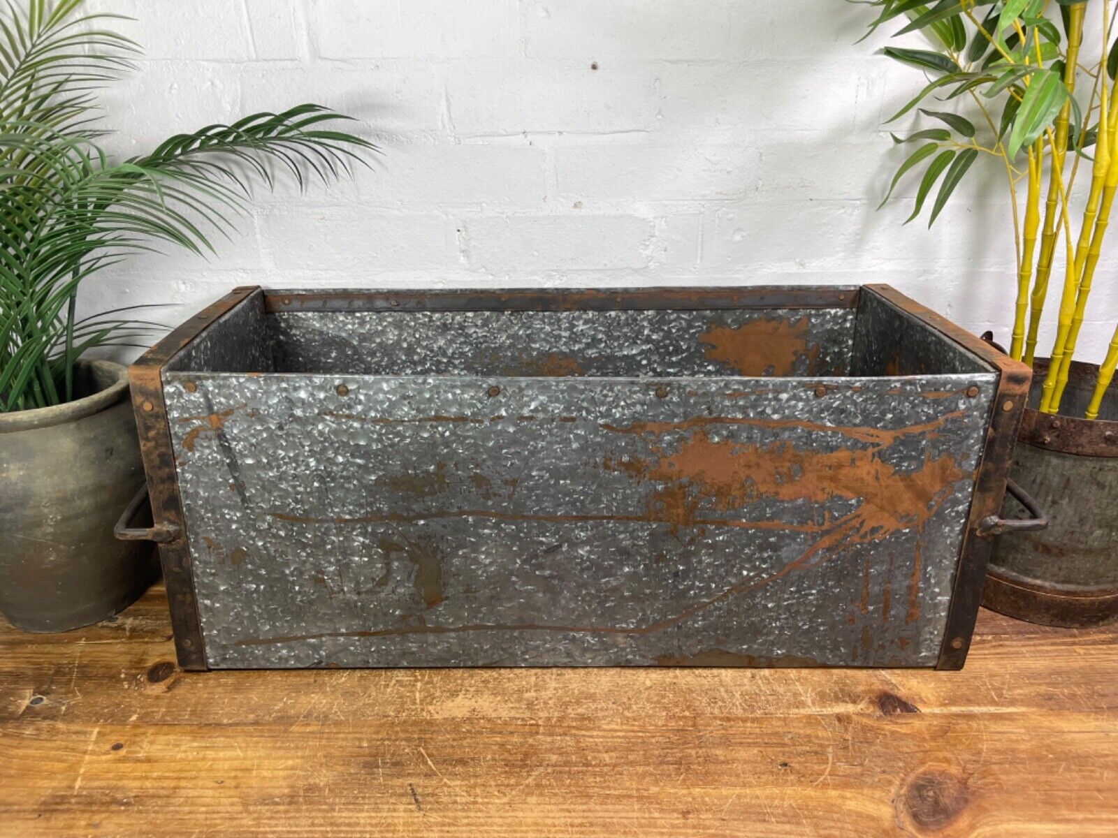 Vintage Reclaimed Galvanised Feeder Planter Trough Garden Planter Tub