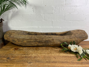 Vintage Rustic Wabi Sabi Carved Dugout Solid Wooden Trough Table Centrepiece