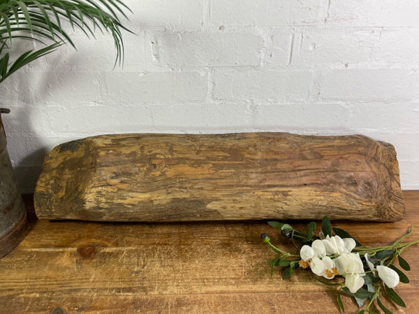 Vintage Rustic Wabi Sabi Carved Dugout Solid Wooden Trough Table Centrepiece