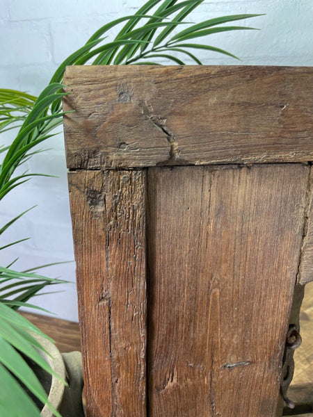 Vintage Antique Rustic Indian Wooden Window Frame Shutters Wall Garden Mirror