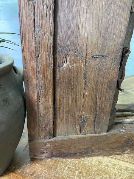 Vintage Antique Rustic Indian Wooden Window Frame Shutters Wall Garden Mirror