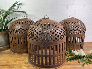 Vintage Rustic Reclaimed Metal Bird Cage Hanging Ceiling Pendant Light Shade