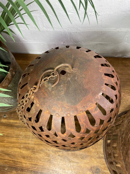 Vintage Rustic Reclaimed Metal Bird Cage Hanging Ceiling Pendant Light Shade