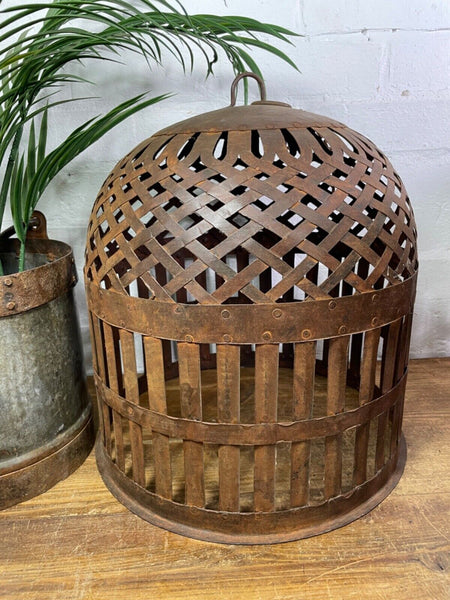 Vintage Rustic Reclaimed Metal Bird Cage Hanging Ceiling Pendant Light Shade