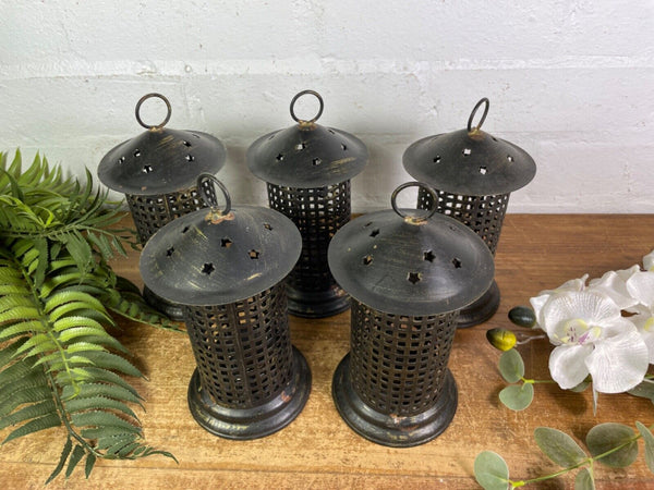 Rustic Reclaimed Vintage Style Hanging Candle Tealight Holder Lantern Lamp