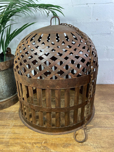 Vintage Rustic Reclaimed Metal Bird Cage Hanging Ceiling Pendant Light Shade