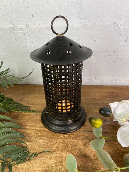Rustic Reclaimed Vintage Style Hanging Candle Tealight Holder Lantern Lamp