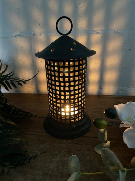 Rustic Reclaimed Vintage Style Hanging Candle Tealight Holder Lantern Lamp