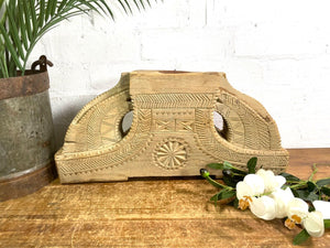 Vintage Rustic Large Hand Carved Indian Solid Wooden Candle Holder