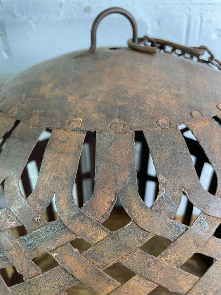 Vintage Rustic Reclaimed Metal Bird Cage Hanging Ceiling Pendant Light Shade