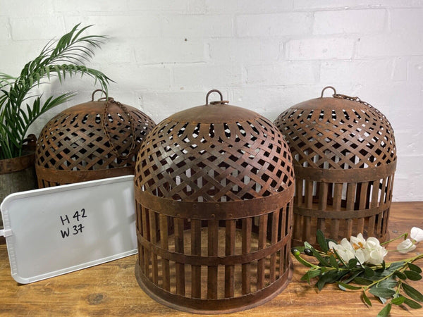 Vintage Rustic Reclaimed Metal Bird Cage Hanging Ceiling Pendant Light Shade